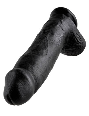 Dildo Realistic Cu Testicule King Cock, Negru, 30 cm foto