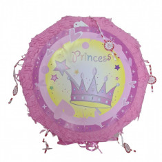 Piniata pentru petreceri, model rotund Princess, 44 cm x 42 cm x 9cm, Roz
