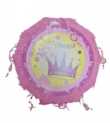 Piniata pentru petreceri, model rotund Princess, 44 cm x 42 cm x 9cm, Roz foto