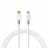 Cablu USB 2.0 type C la Lightning T-T 3m Alb, Nedis CCBP39650WT30