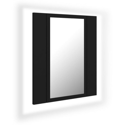 Dulap de baie cu oglindă &amp;amp; LED, negru, 40x12x45 cm foto