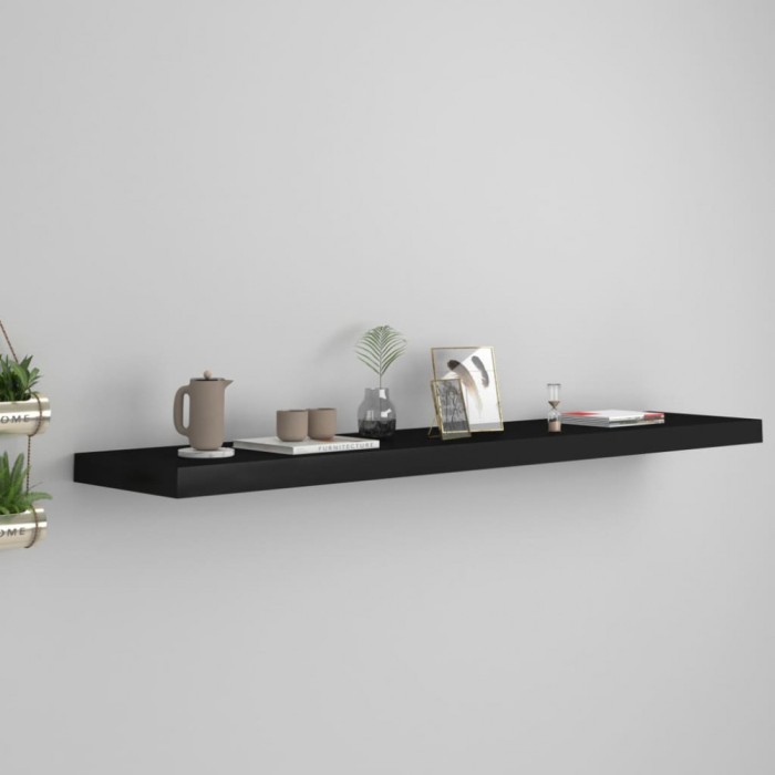 Gossi raft de perete suspendat, negru, 120x23,5x3,8 cm, mdf