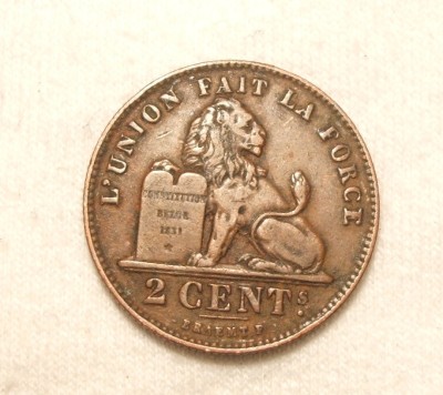 BELGIA 2 CENTIME 1912 ALBERT foto