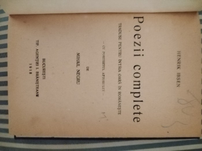 Henrik Ibsen Poezii complete -- cu portretul autorului -