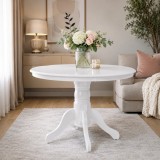 Masa living si bucatarie KL Livia, cadru lemn masiv, MDF Furniruit, 4 persoane, 103x76 cm, Alb