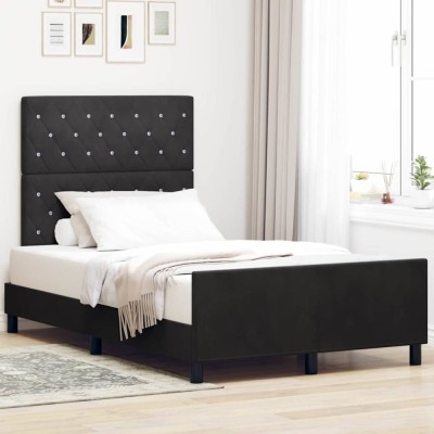 vidaXL Cadru de pat cu headboard Negru 120 x 200 cm Catifea 3344869 foto