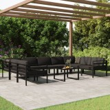 VidaXL Set mobilier de grădină cu perne, 10 piese, antracit, aluminiu