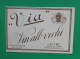 Eticheta veche perioada regala anii 1930 Vin ALB VECHI - VIA Piesa de colectie