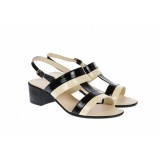 Cumpara ieftin Oferta marimea 36, 38, 39 - Sandale dama din piele naturala, Negru - Bej LS7NBEJLAC
