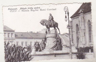 bnk cp Cluj - Statuia Regelui Matei Corvinul - necirculata 1917 - supratipar foto