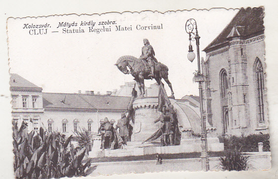 bnk cp Cluj - Statuia Regelui Matei Corvinul - necirculata 1917 - supratipar