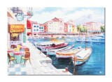 Cumpara ieftin Tablou pictat manual, La cafeneaua din port, 100x70cm ulei pe panza, Valentin Pop