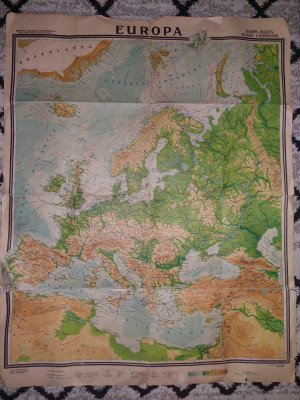 Harta veche EUROPA,Harta fizica-Editura didactica si pedagogica,Autor STEFAN Voi foto