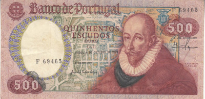 M1 - Bancnota foarte veche - Portugalia - 500 escudos - 1979 foto