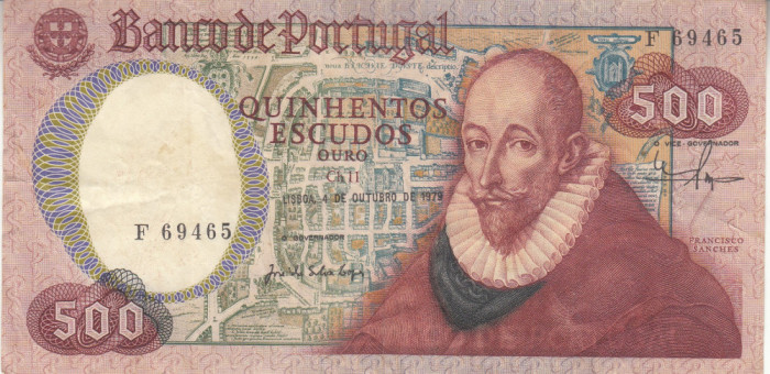 M1 - Bancnota foarte veche - Portugalia - 500 escudos - 1979