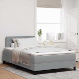 Pat Box Spring cu Saltea &amp; LED Light Gri 120x190 cm Țesătură