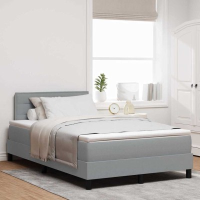 vidaXL Pat boxspring cu saltea Gri deschis 120 x 190 cm țesătură 3338594 foto