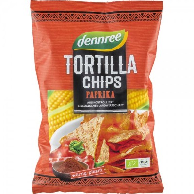 Tortilla Chips cu Ardei Bio 125gr Dennree foto