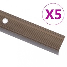 vidaXL Profile trepte &icirc;n formă de L, 5 buc., maro, 100 cm, aluminiu