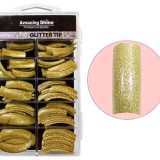 Cumpara ieftin Tipsuri cu sclipici, 100 buc &ndash; aurii (216), AMAZING SHINE