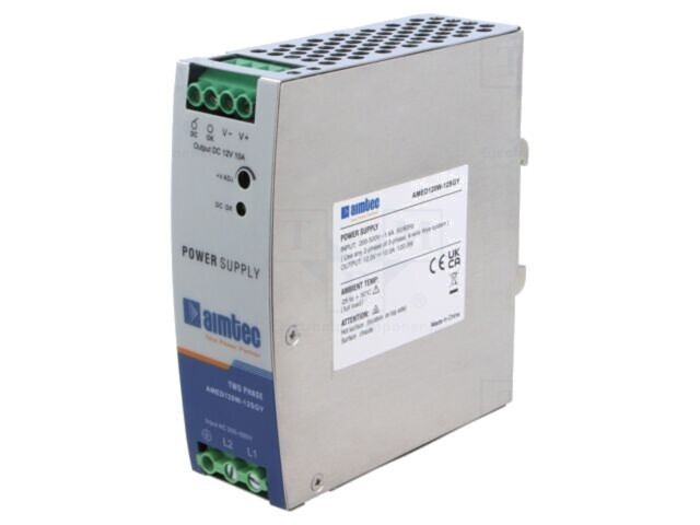 Alimentator pulsatoriu AIMTEC 120W 12VDC 10A pentru şină DIN
