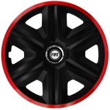 Set 4 Capace Roti pentru Fiat, model Fast Black Cu Rama Rosie, R14