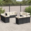 Gossi set canapele de gradina, 12 piese, cu perne, negru, poliratan