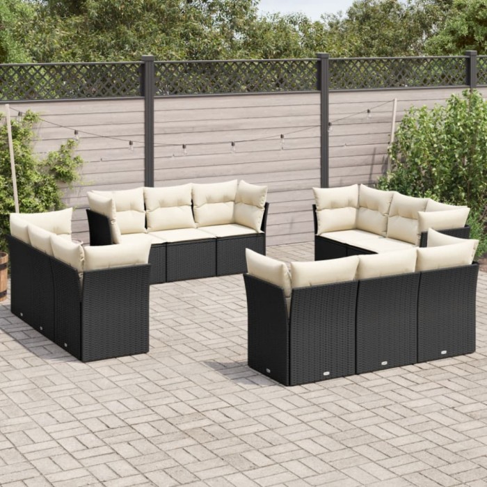 Gossi set canapele de gradina, 12 piese, cu perne, negru, poliratan