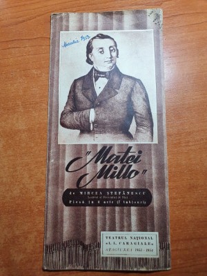 program teatrul i.l.caragiale stagiunea 1953-1954-piesa matei millo-emil botta foto