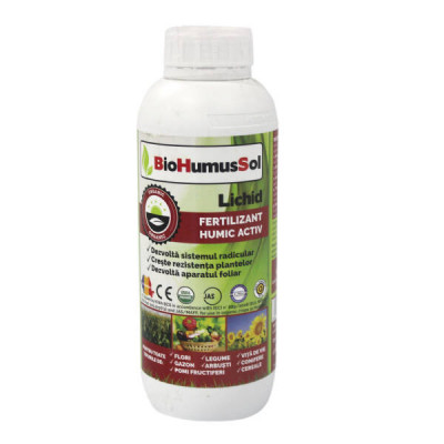 Biohumussol 1L ingrasamant organic foliar/ fertirigare/ tratament samanta BHS (legume, pomi, vita de vie, cultura mare, plante ornamentale, gazon) foto