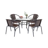 Set Mobilier Gradina Rozetta 4+1 Maro, 4 Locuri, Cadru Metalic, Plastic, Masa Patrata 90x90, Rezistent Intemperii