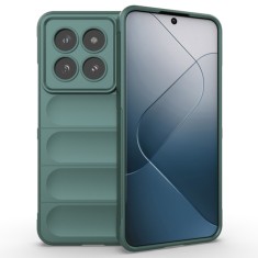 Husa pentru xiaomi 14 pro, antisoc, margini cu striatii, design minimalist, green foto