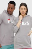 Fila bluza culoarea gri, cu glugă, cu imprimeu