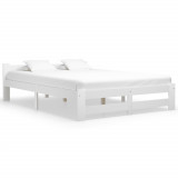 VidaXL Cadru de pat, alb, 160 x 200 cm, lemn masiv de pin