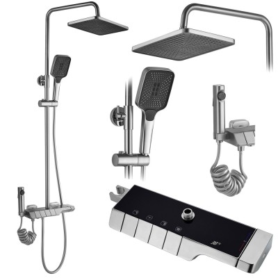 Coloana de dus cu termostat REA ROB Nichel Brush INOX foto