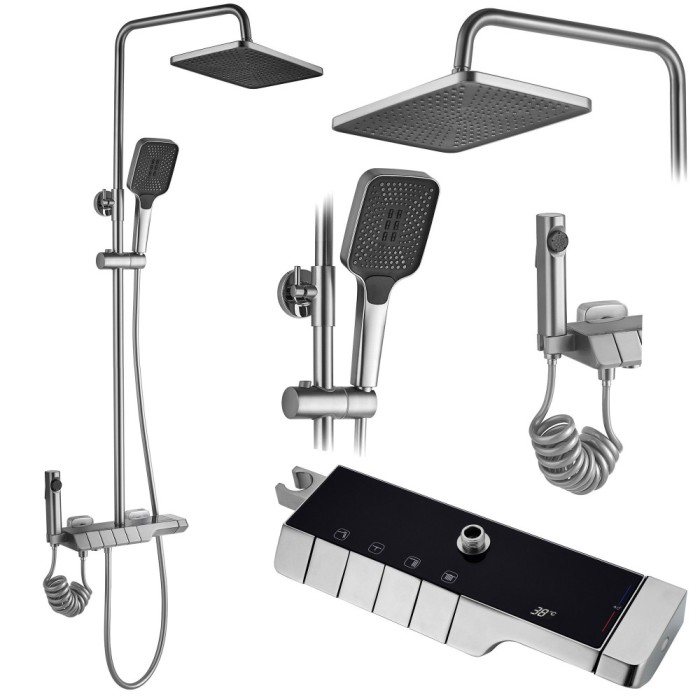 Coloana de dus cu termostat REA ROB Nichel Brush INOX