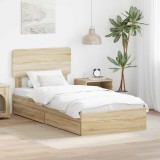 Cumpara ieftin Pat cu storage Stejar Sonoma 100 x 200 cm Lemn prelucrat