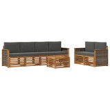 vidaXL Set de canapele de exterior cu pernă 7 pcs Natural și Antracit 3384048
