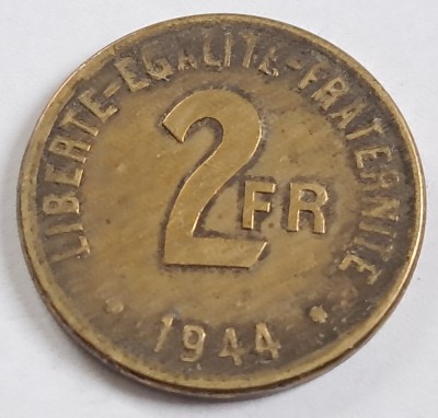 Franta, 2 Francs 1944, monetaria Philadelphia foto