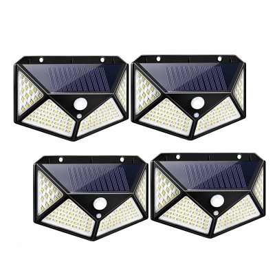 Set 4 lampi cu incarcare solara, cu senzori de amurg, miscare si lumina, 3 trepte de iluminare, 100 x LED, IP65, APF, Negru foto