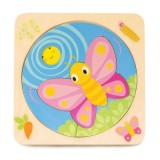 Puzzle educativ dezvoltarea fluturelui, din lemn premium - Butterfly Life 4in1 - Tender Leaf Toys