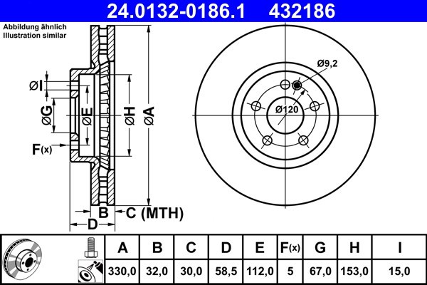 ATE 24.0132-0186.1 Disc frana