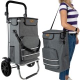 Carucior pliabil pentru cumparaturi 40L Malatec, gri, 2 &icirc;n 1