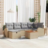 VidaXL Set de canapele pentru grădină cu pernă 7 pcs Bej Rattan poli 3359511