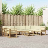 vidaXL Set de canapele de exterior cu pernă 11 pcs Alb și crem 3388309