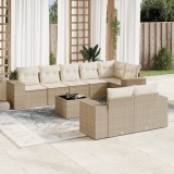 VidaXL Set canapele de grădină, 9 piese, cu perne, bej, poliratan