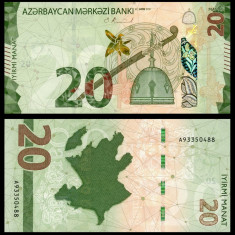 AZERBAIDJAN █ bancnota █ 20 Manat █ 2021 (2022) █ UNC █ necirculata