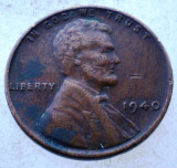 1.375 USA SUA WWII LINCOLN 1 ONE CENT 1940, America de Nord, Bronz