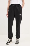 The North Face pantaloni de trening Essential Relaxed femei, culoarea negru, neted, NF0A8C1GJK31