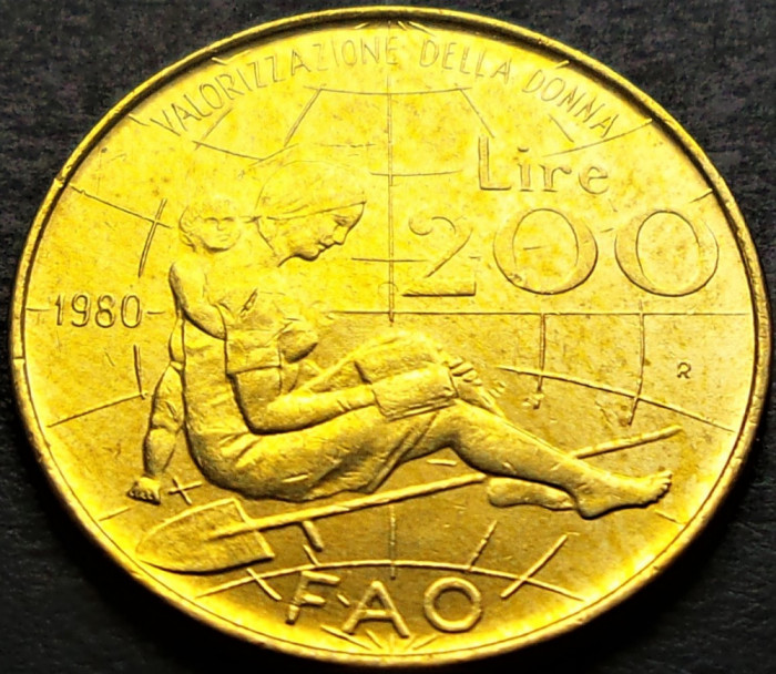 Moneda FAO 200 LIRE - ITALIA, anul 1980 * cod 886 A